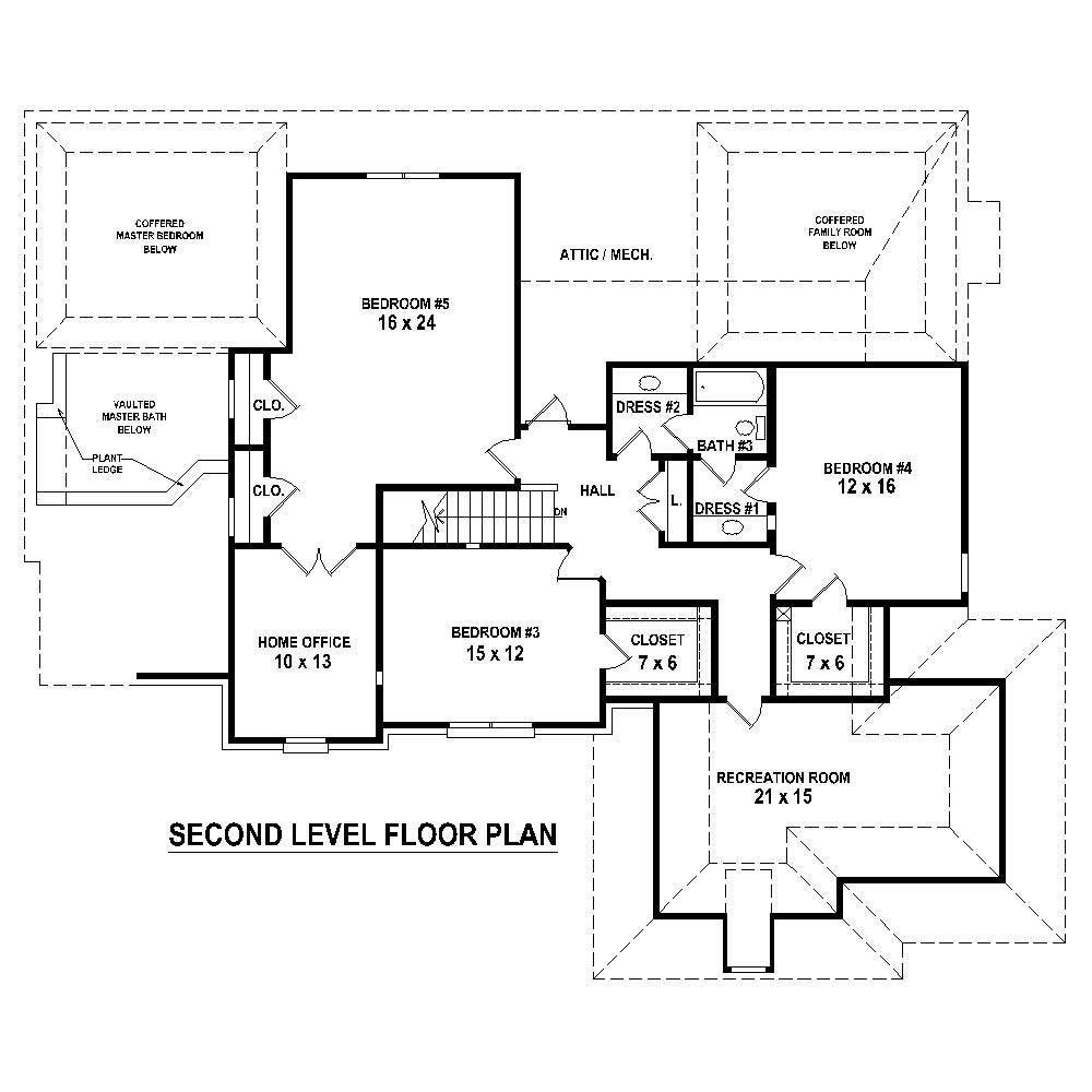 Floor Plan Second Story of French Plan #170-1676