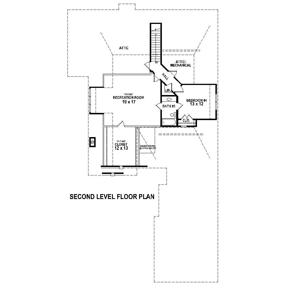 Floor Plan Second Story of French Plan #170-1677