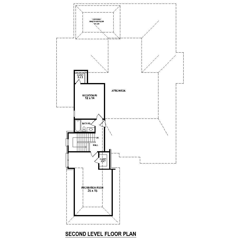 Floor Plan Second Story of French Plan #170-1680