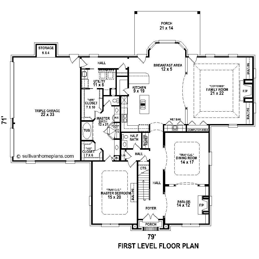 Floor Plan First Story of French Plan #170-1684