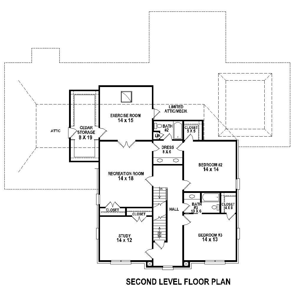Floor Plan Second Story of French Plan #170-1684