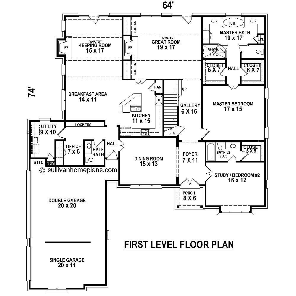 Floor Plan First Story of French Plan #170-1691
