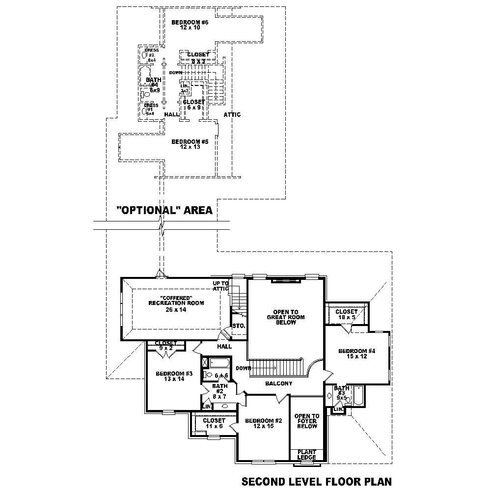 Floor Plan Second Story of French Plan #170-1692