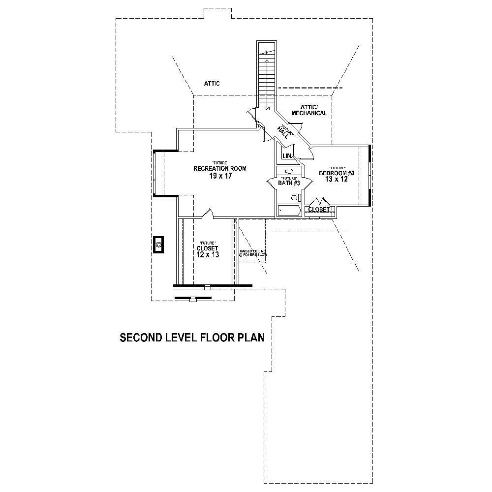 Floor Plan Second Story of French Plan #170-1694