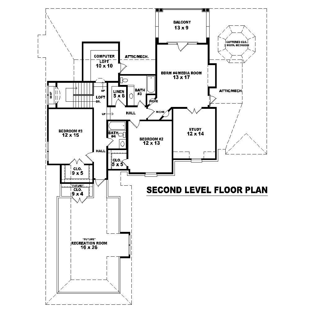 Floor Plan Second Story of Country Plan #170-1695