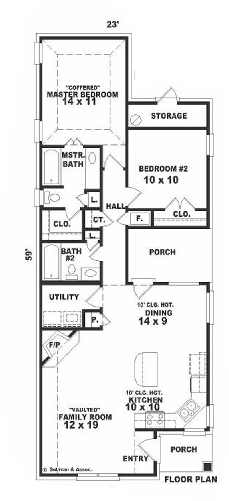 Floor Plan First Story of Bungalow Plan #170-1698