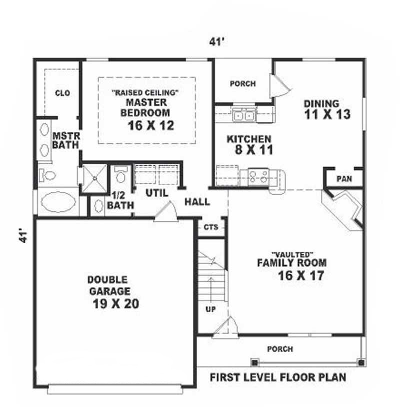 Floor Plan Main Level of Transitional Plan #170-1700