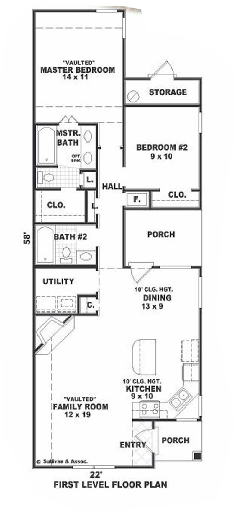 Floor Plan First Story of Bungalow Plan #170-1701