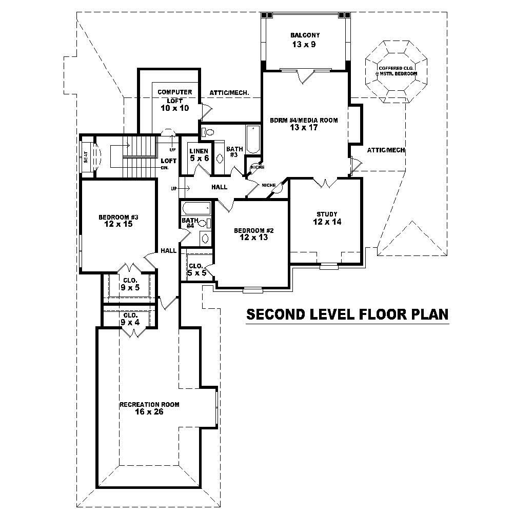 Floor Plan Second Story of Country Plan #170-1702