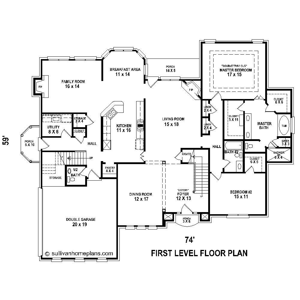 Floor Plan First Story of French Plan #170-1703