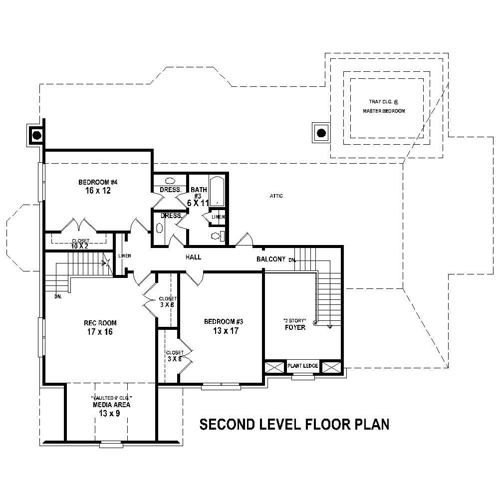 Floor Plan Second Story of French Plan #170-1703