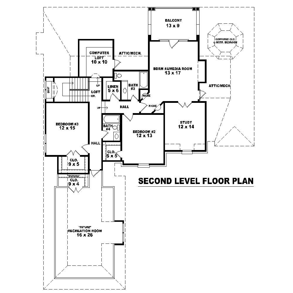 Floor Plan Second Story of Country Plan #170-1704