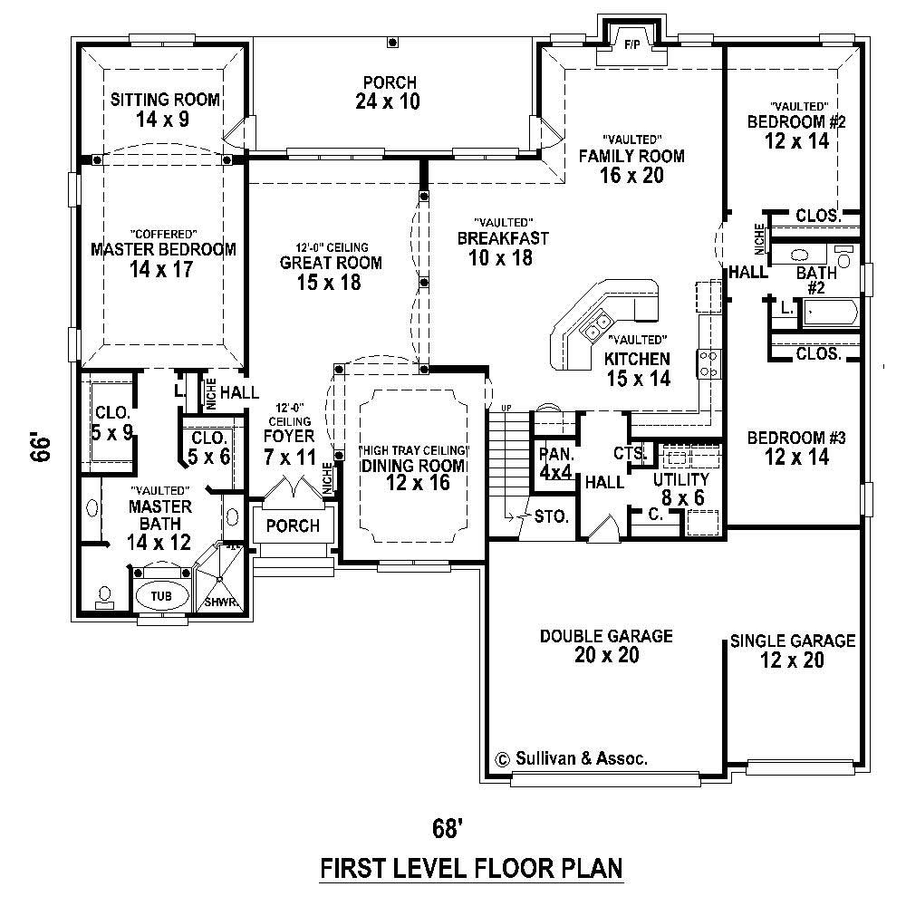 Floor Plan First Story of Country Plan #170-1705