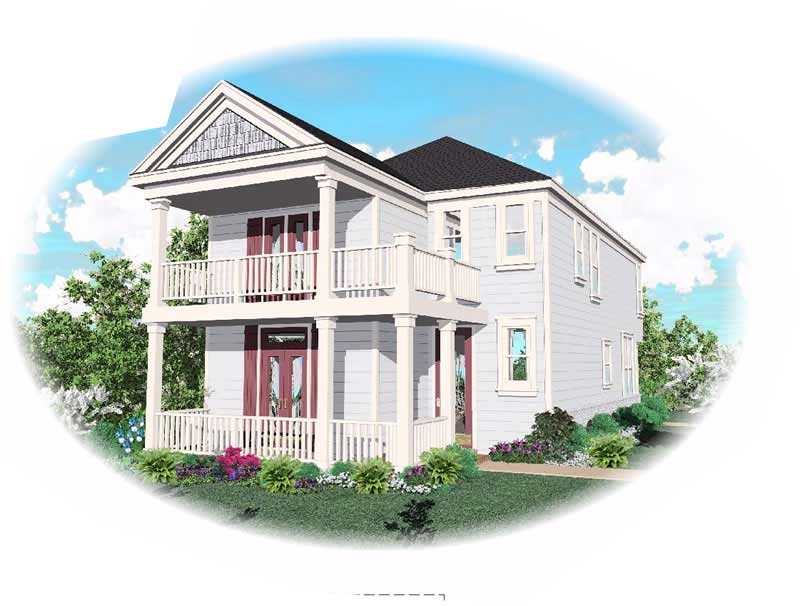Front view of Colonial home (ThePlanCollection: House Plan #170-1707)
