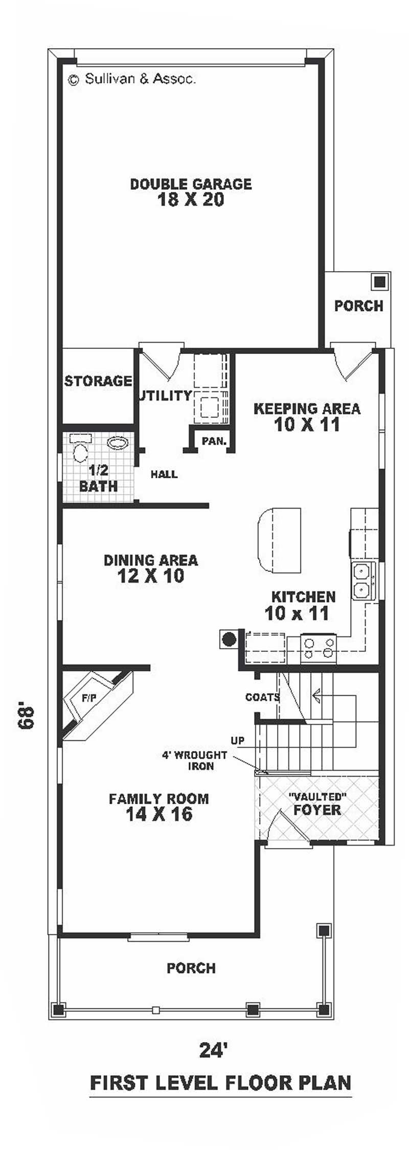 Floor Plan First Story of Colonial Plan #170-1707