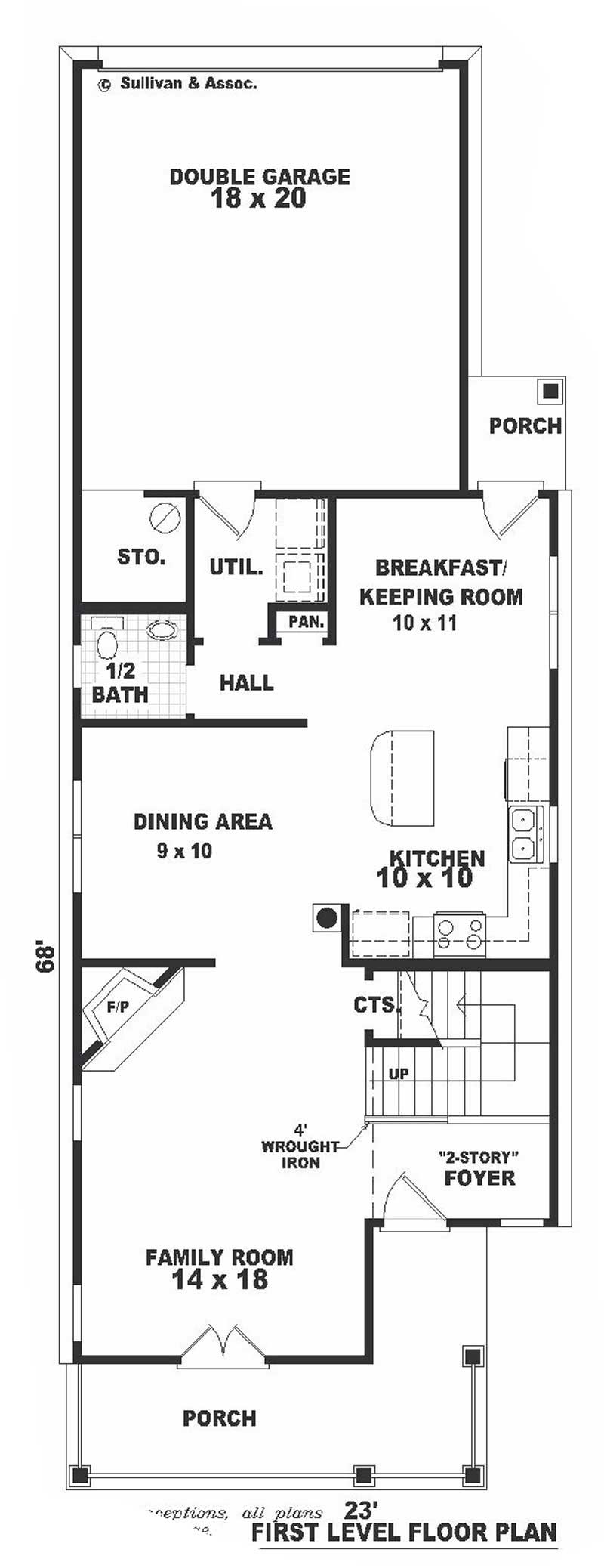 Floor Plan First Story of Multi-Level Plan #170-1708