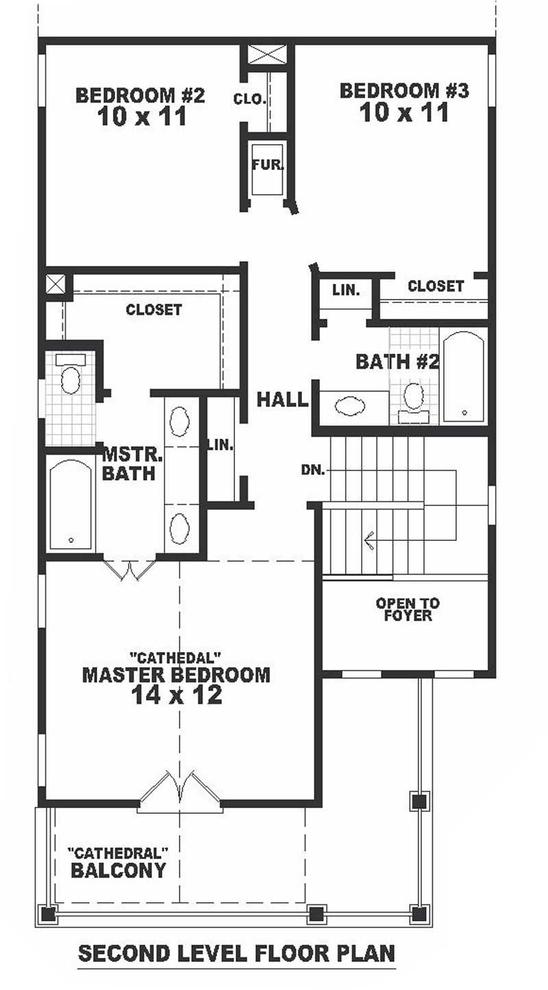 Floor Plan Second Story of Multi-Level Plan #170-1708
