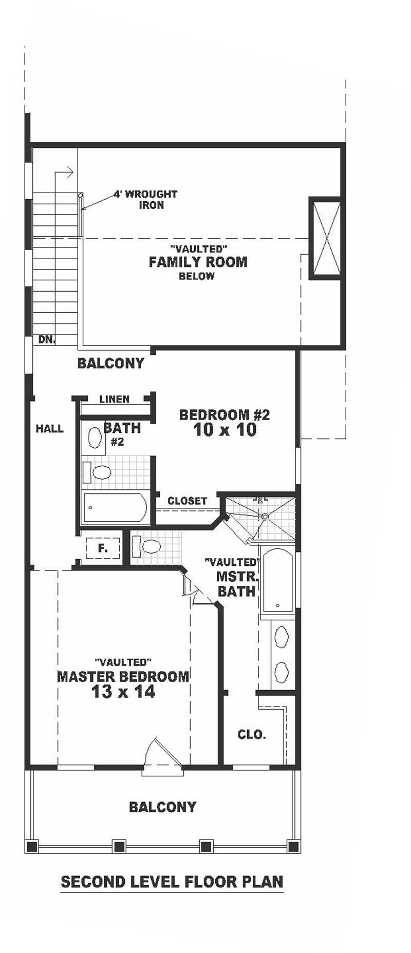 Floor Plan Second Story of Contemporary Plan #170-1710