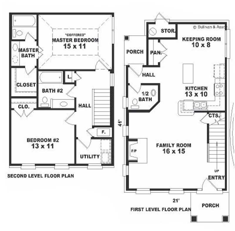 Floor Plan First Story of Colonial Plan #170-1712