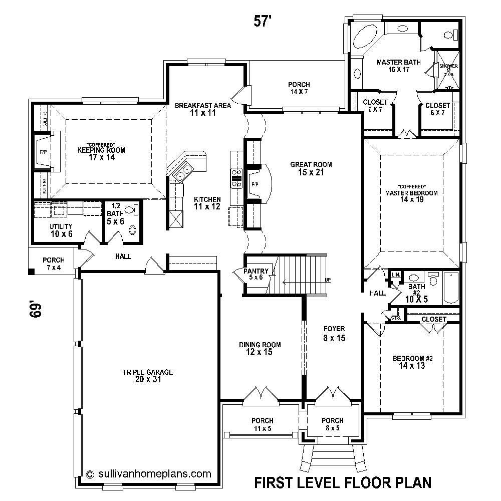 Floor Plan First Story of Country Plan #170-1713
