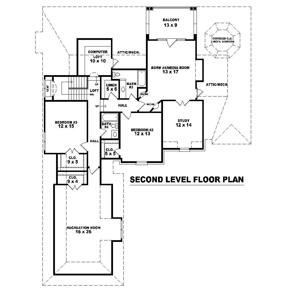 Floor Plan Second Story of Country Plan #170-1714