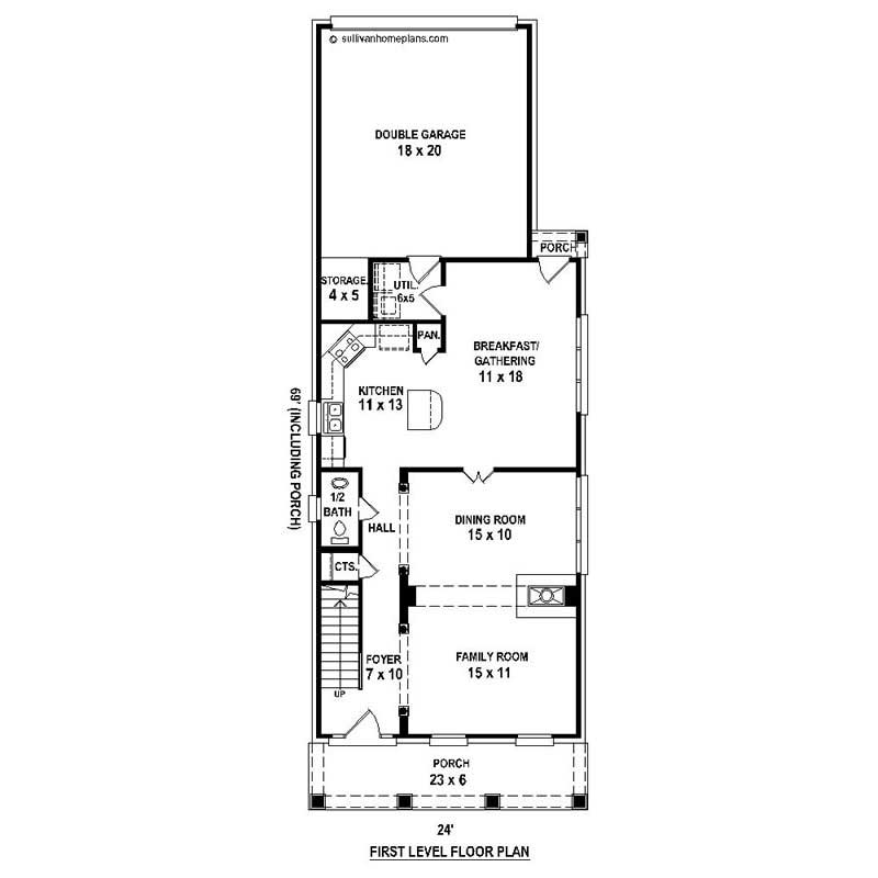 Floor Plan First Story of Colonial Plan #170-1715