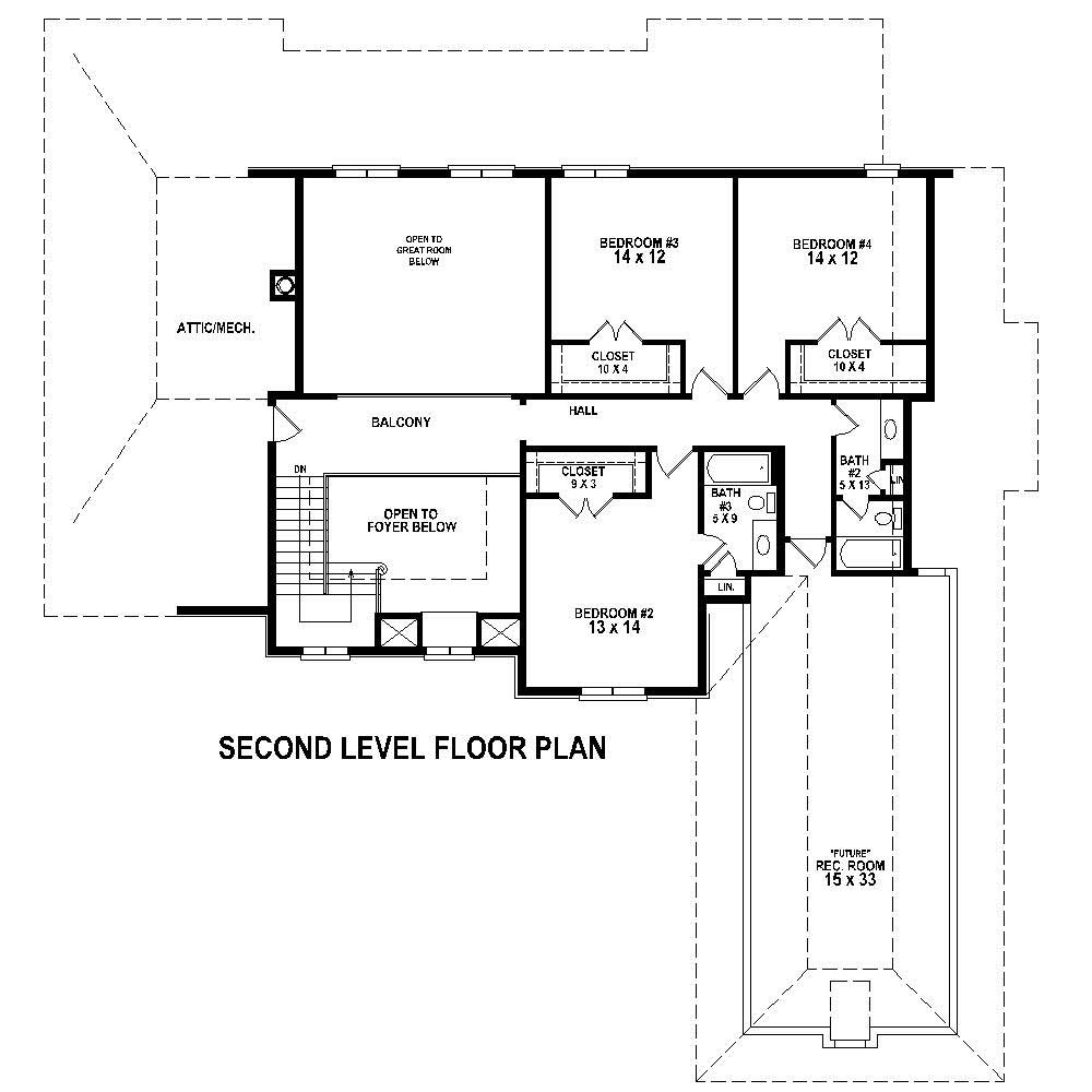 Floor Plan Second Story of French Plan #170-1717
