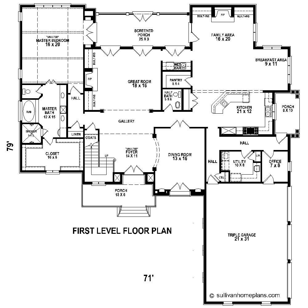 Floor Plan First Story of French Plan #170-1718