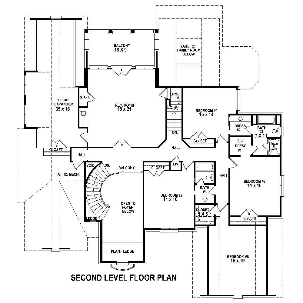 Floor Plan Second Story of Country Plan #170-1720