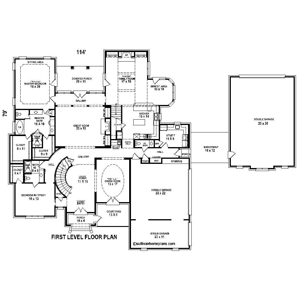 Floor Plan First Story of Country Plan #170-1721