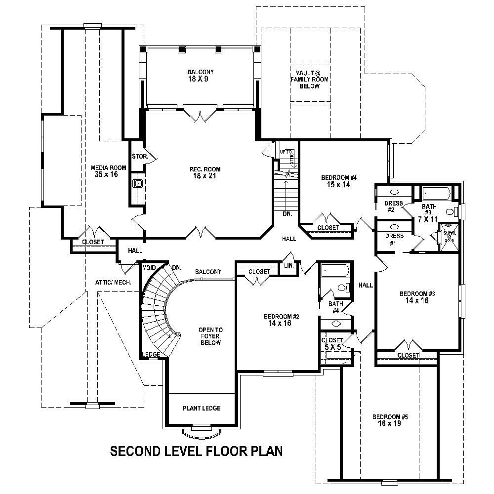 Floor Plan Second Story of Country Plan #170-1721