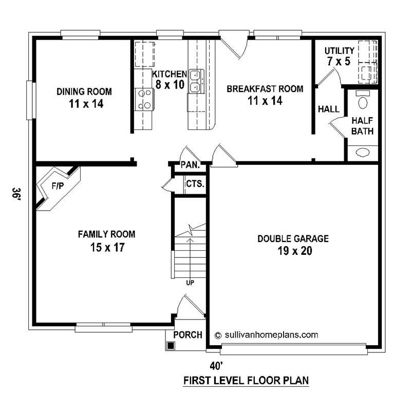 Floor Plan First Story of European Plan #170-1722