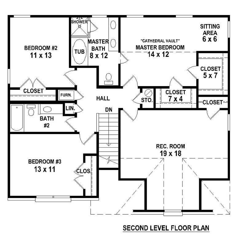 Floor Plan Second Story of European Plan #170-1722