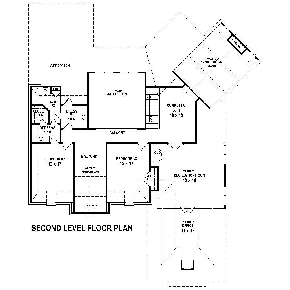 Floor Plan Second Story of Country Plan #170-1723
