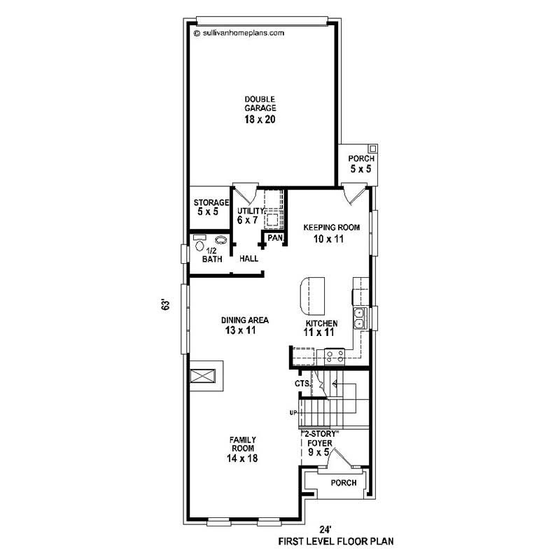 Floor Plan First Story of Traditional Plan #170-1724