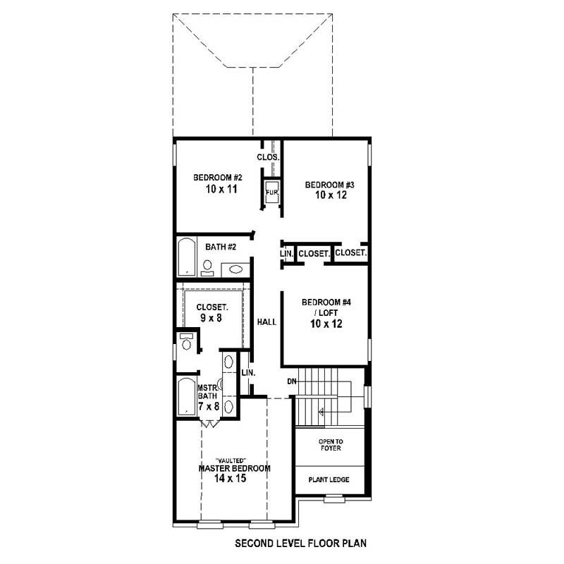Floor Plan Second Story of Traditional Plan #170-1724