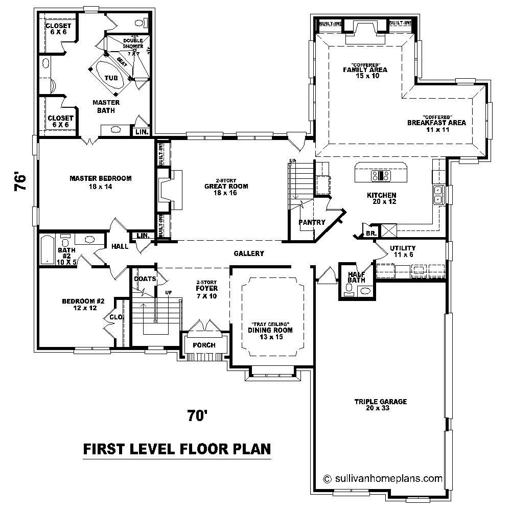 Floor Plan First Story of French Plan #170-1725