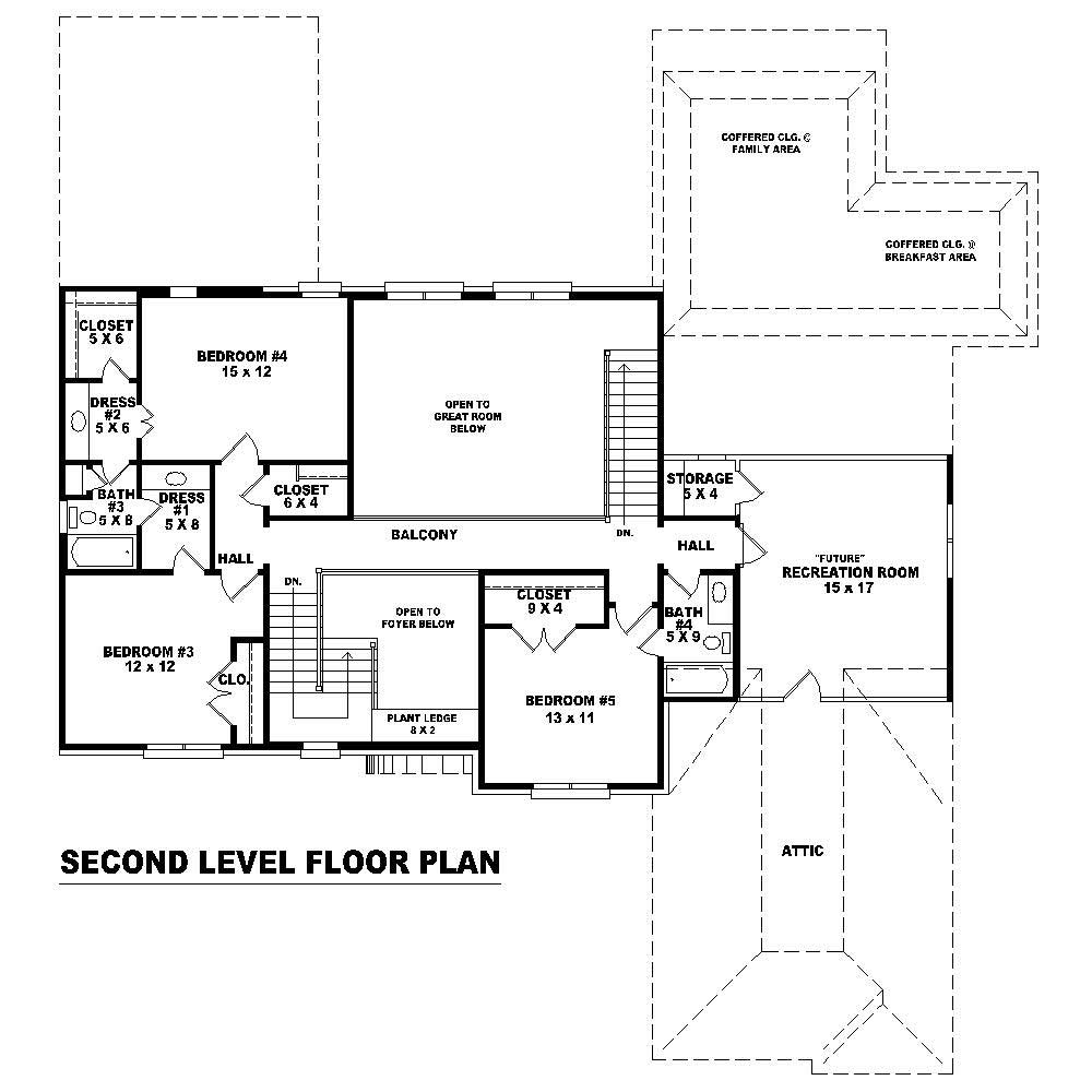 Floor Plan Second Story of French Plan #170-1725