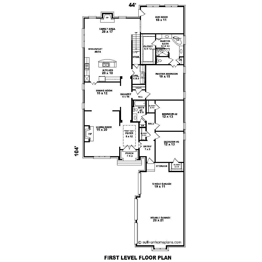 Floor Plan First Story of French Plan #170-1727