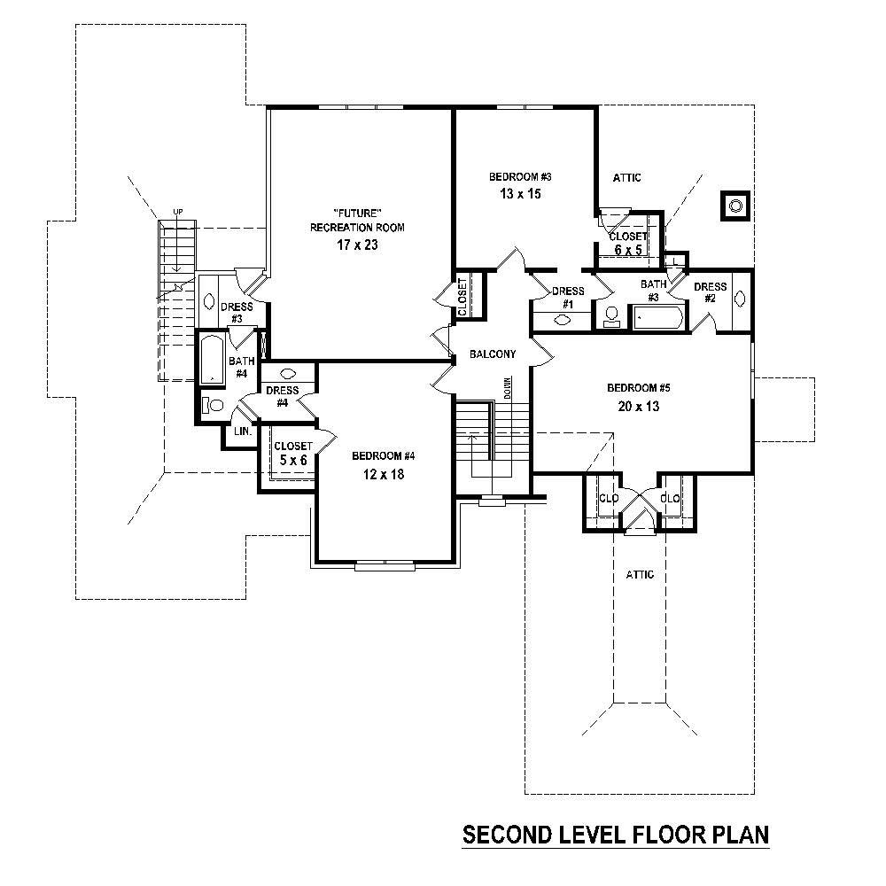 Floor Plan Second Story of French Plan #170-1730
