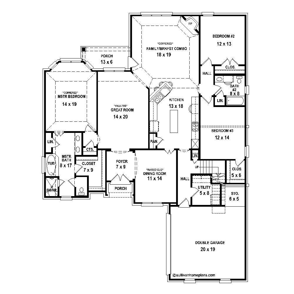 Floor Plan First Story of Cape Cod Plan #170-1733