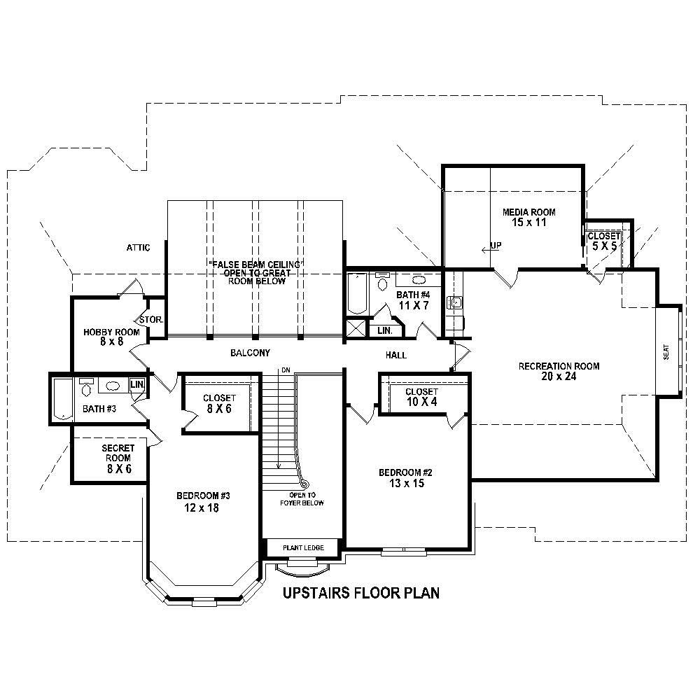 Floor Plan Second Story of Luxury Plan #170-1735