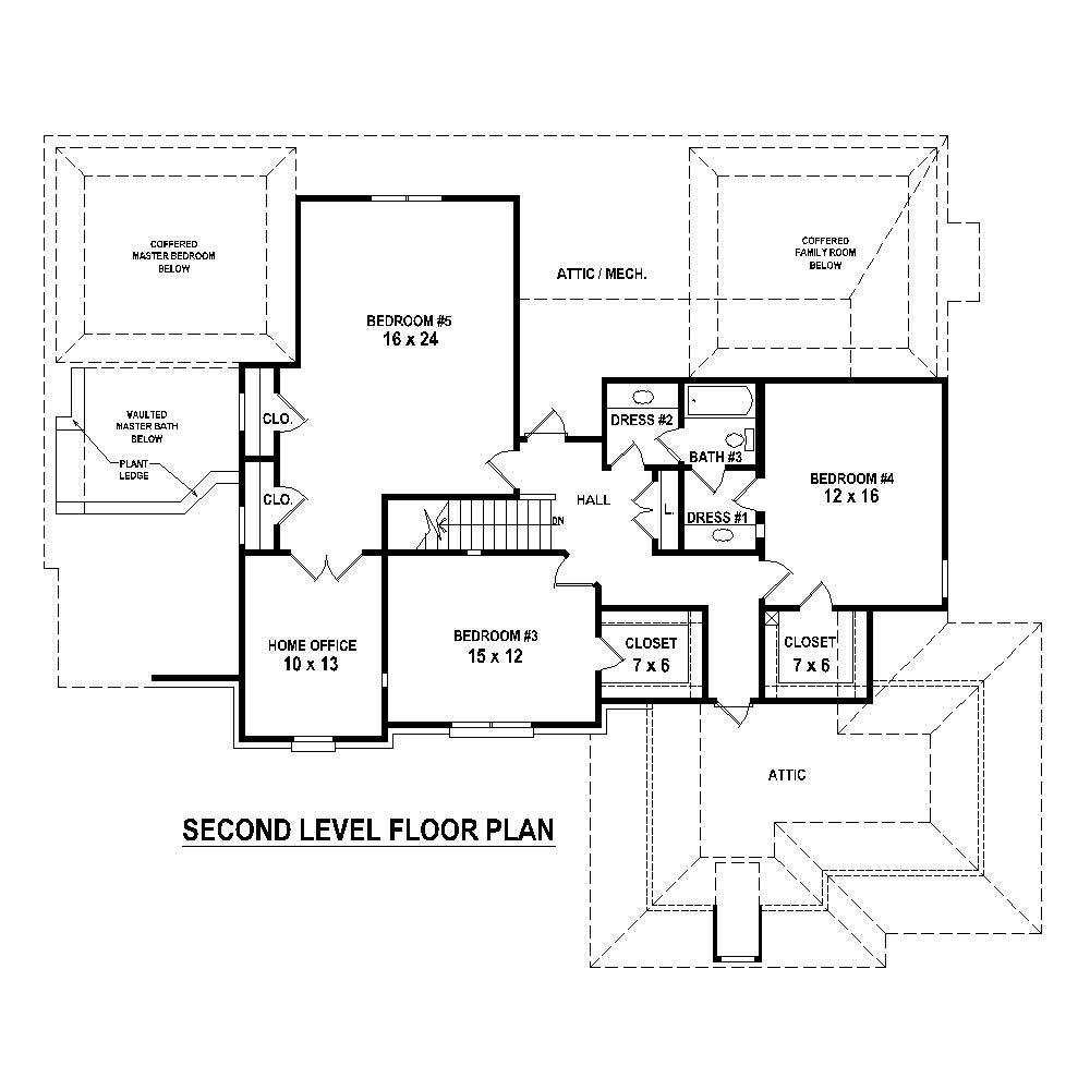 Floor Plan Second Story of French Plan #170-1736