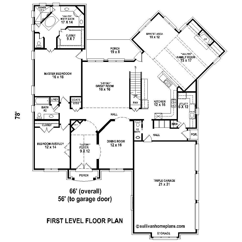 Floor Plan First Story of Country Plan #170-1740