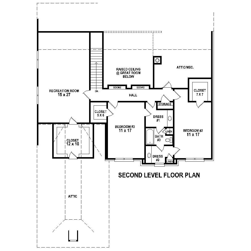 Floor Plan Second Story of French Plan #170-1741
