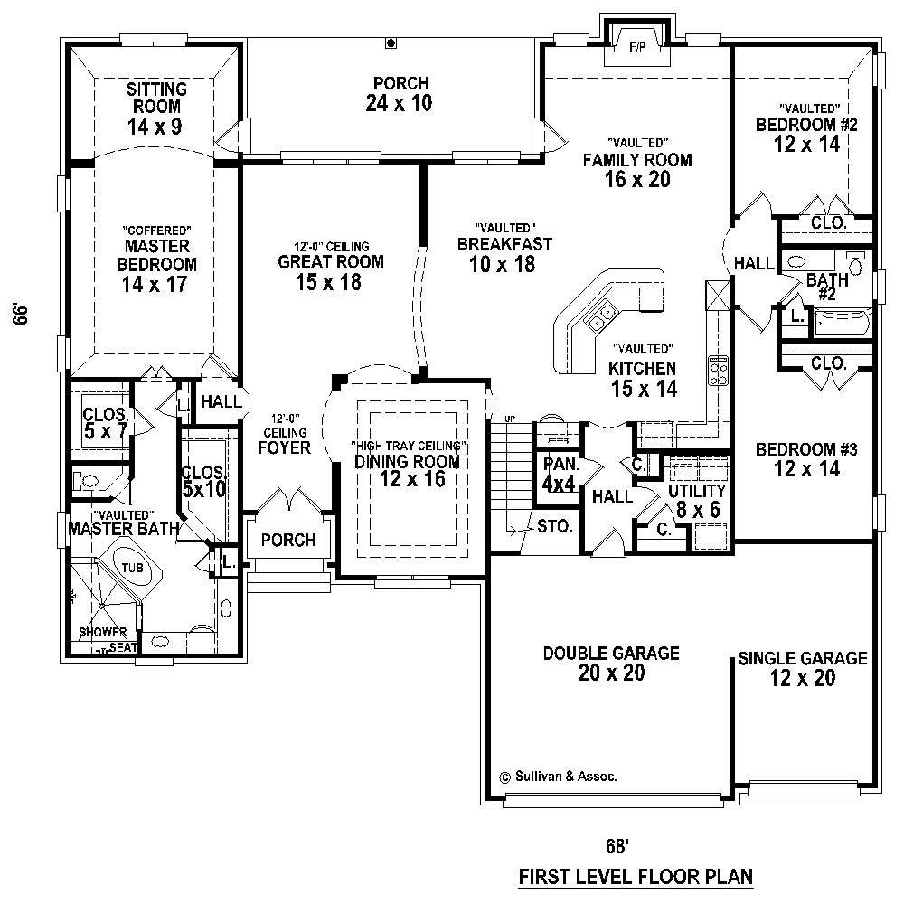 Floor Plan First Story of Country Plan #170-1744