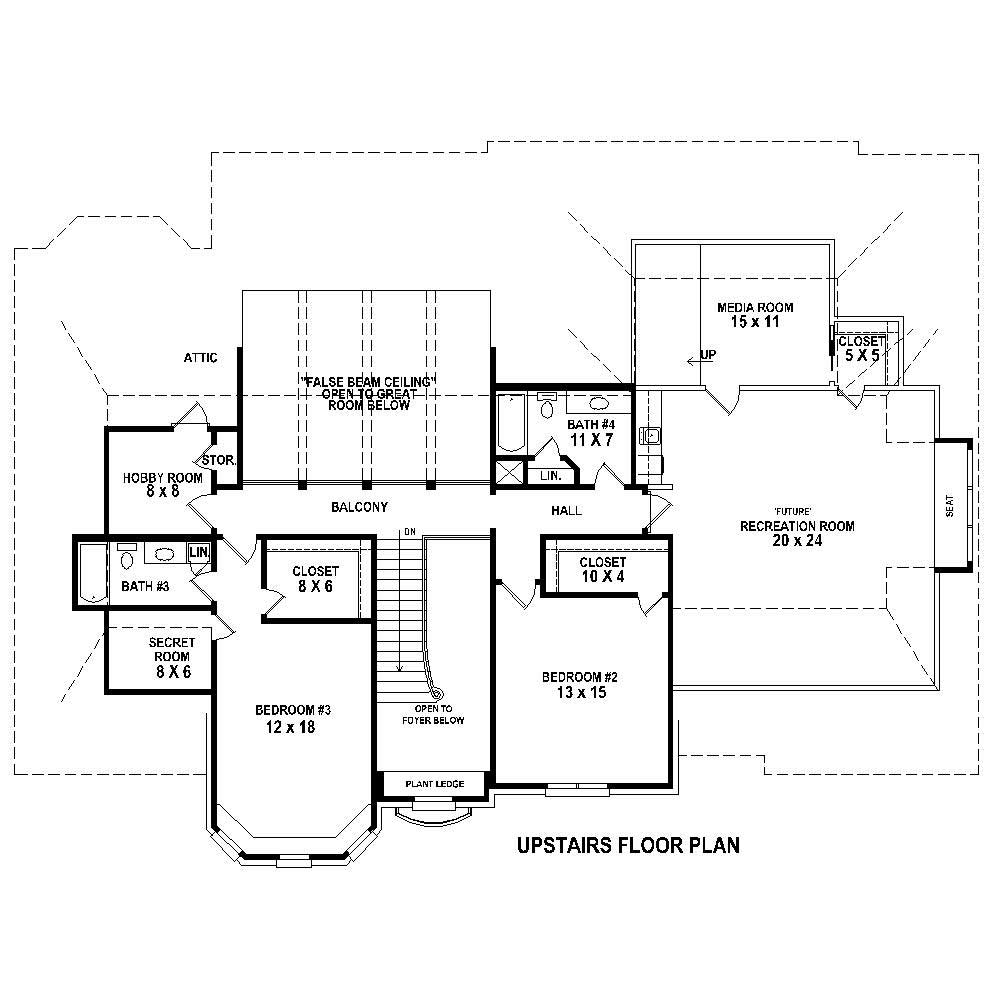 Floor Plan Second Story of Country Plan #170-1745