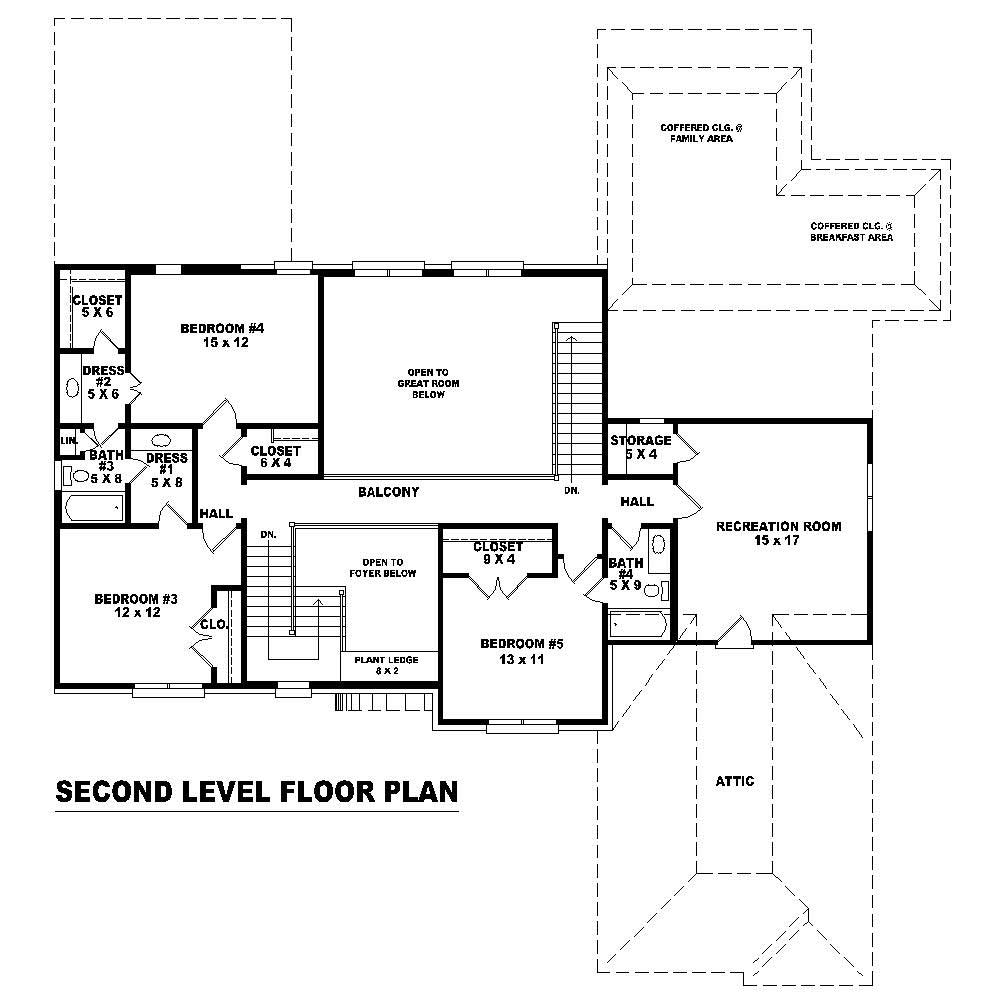 Floor Plan Second Story of French Plan #170-1746
