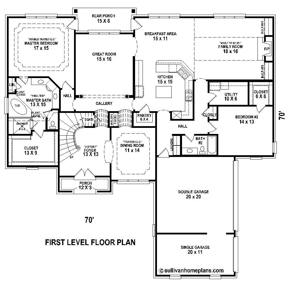 Floor Plan First Story of Country Plan #170-1750