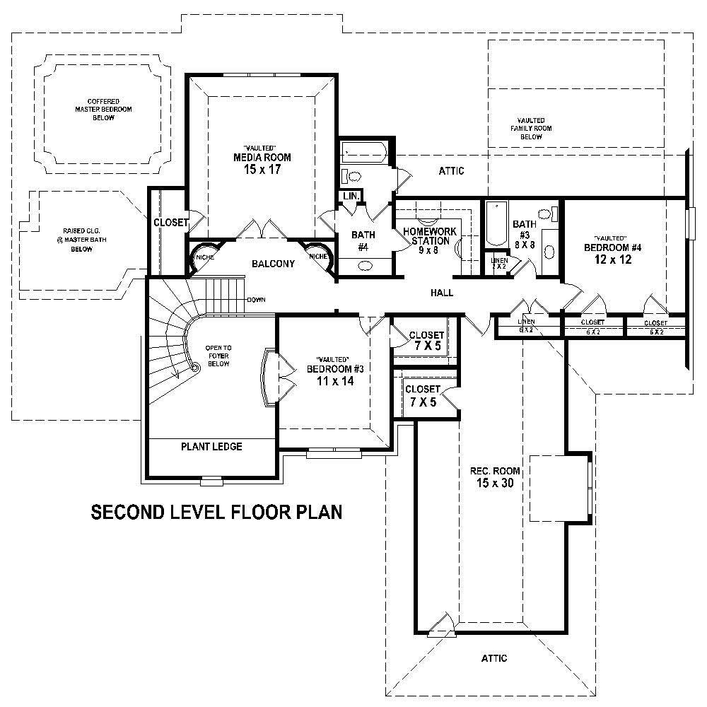 Floor Plan Second Story of Country Plan #170-1750
